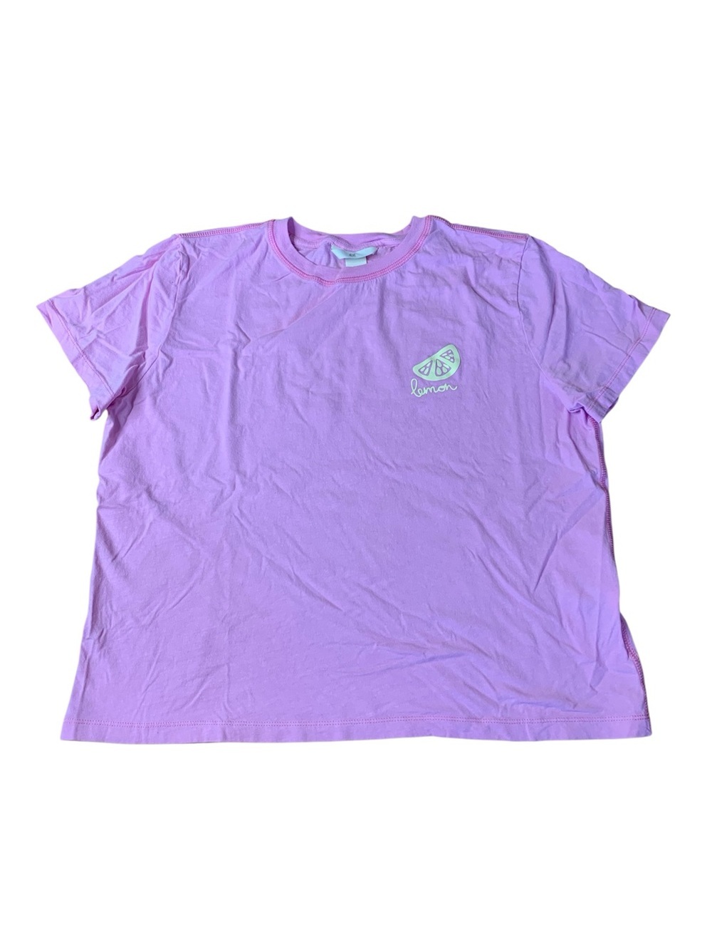 3/$15 H&M Pink Lemon Graphic Short Sleeve Tee Shirt - Size Medium